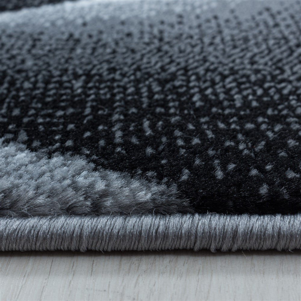 Wohnzimmerteppich Kurzflor Teppich 3-D Design Muster Dreieck Soft Flor Schwarz