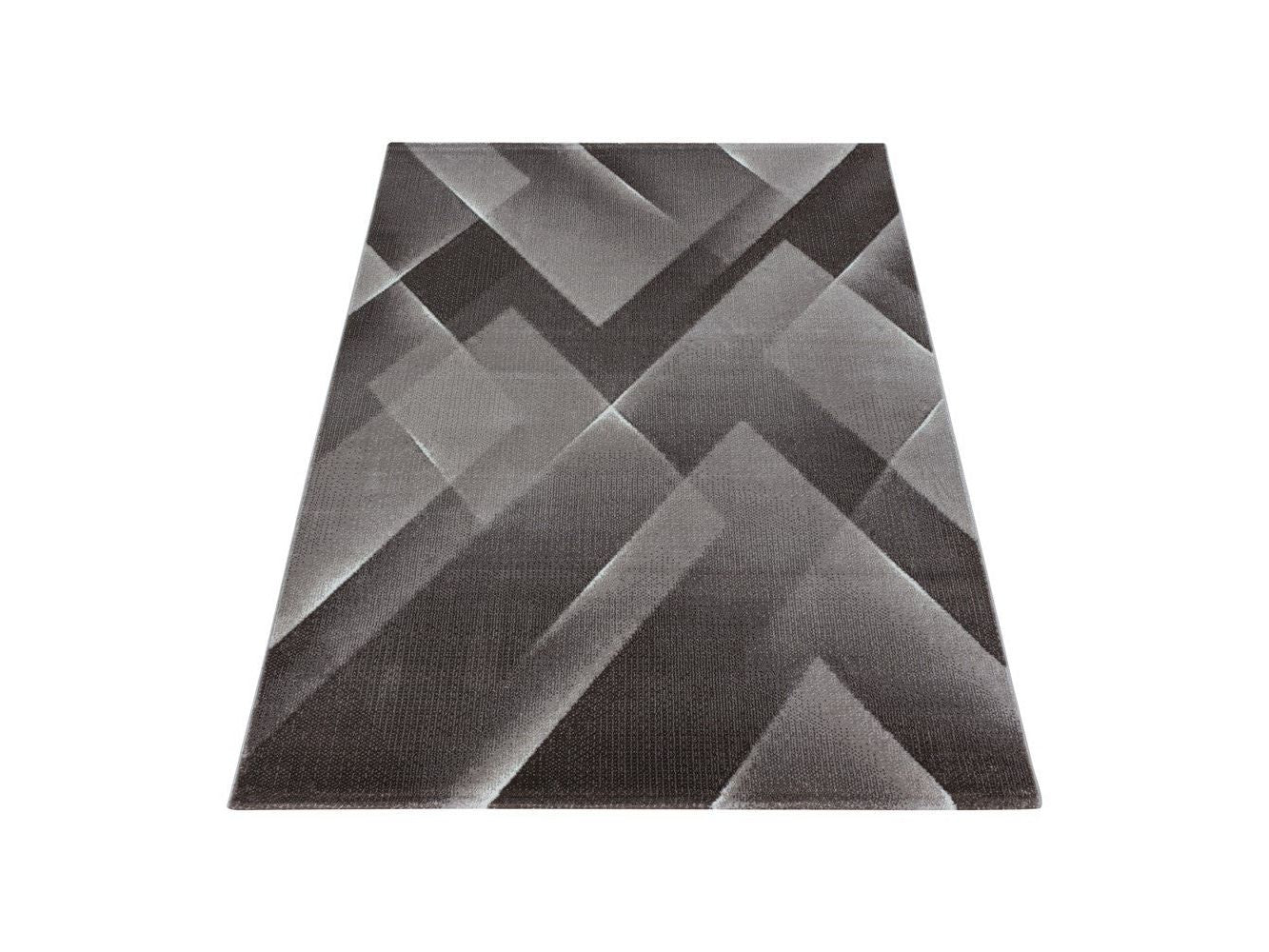 Wohnzimmerteppich Kurzflor Teppich 3-D Design Muster Dreieck Soft Flor Braun