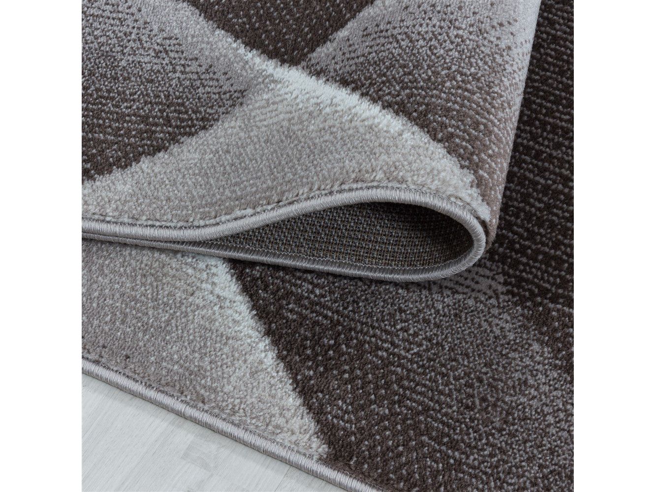 Wohnzimmerteppich Kurzflor Teppich 3-D Design Muster Dreieck Soft Flor Braun