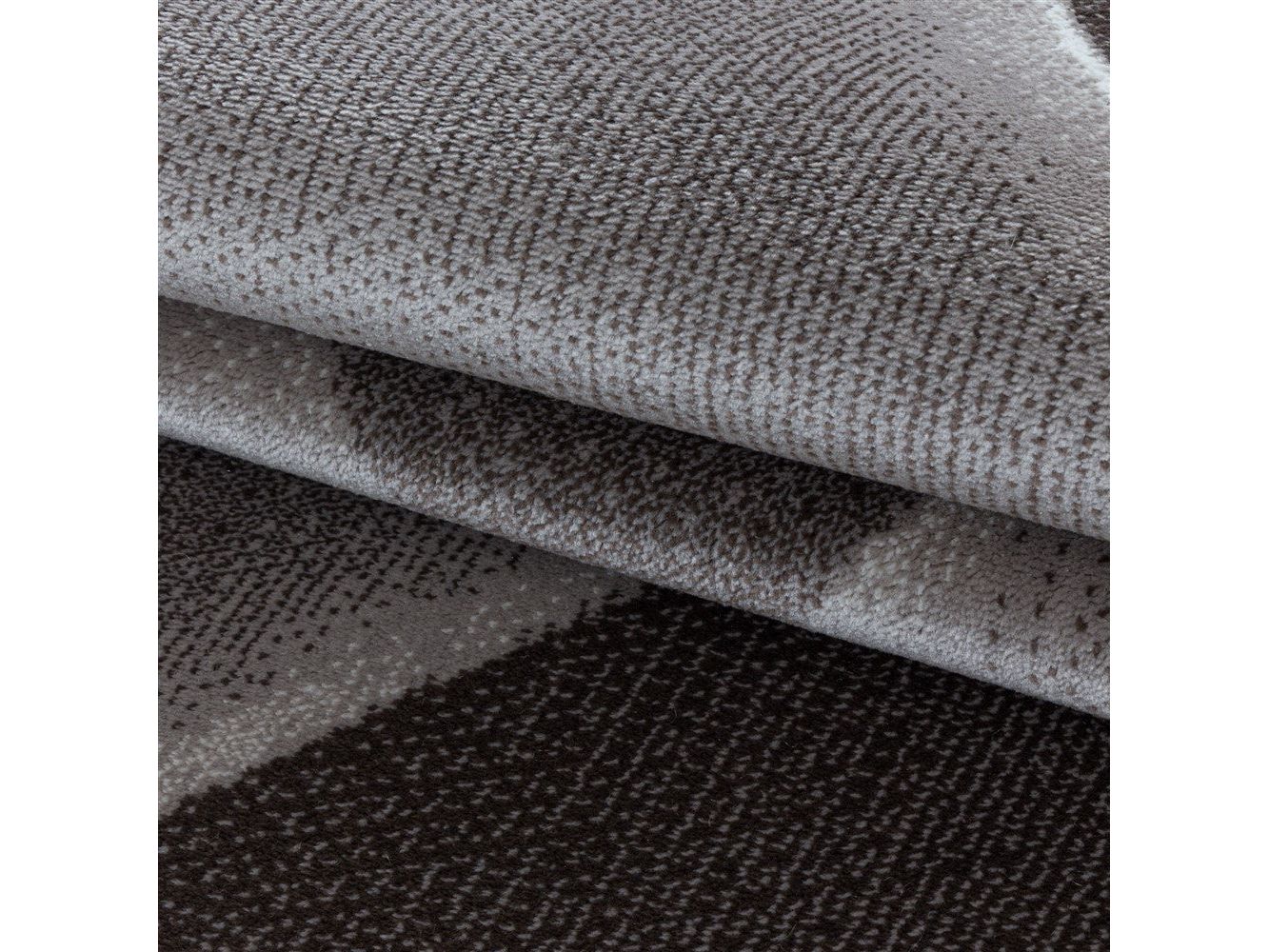 Wohnzimmerteppich Kurzflor Teppich 3-D Design Muster Dreieck Soft Flor Braun