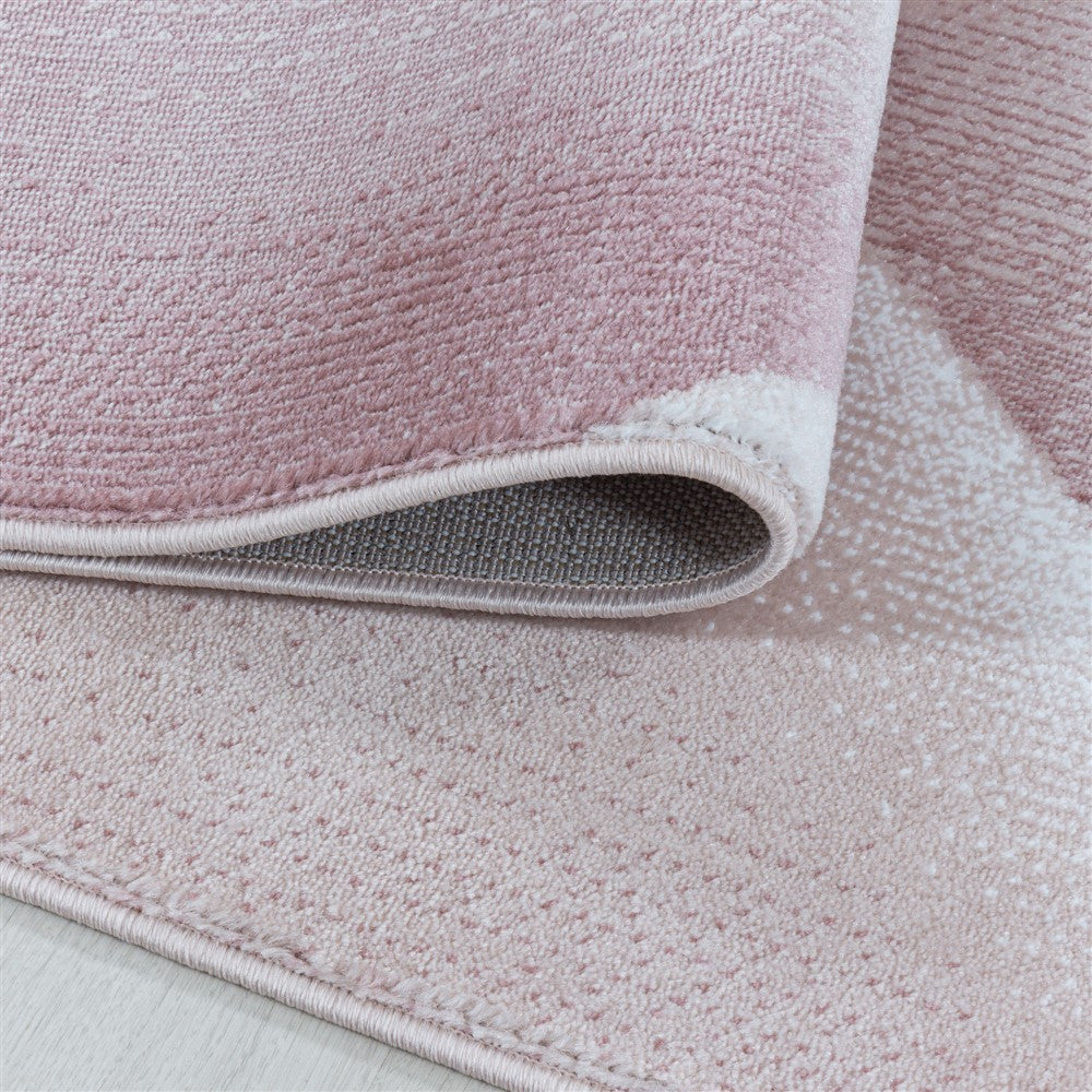 Wohnzimmerteppich Kurzflor Teppich 3-D Design Muster Dreiecke Soft Flor Pink