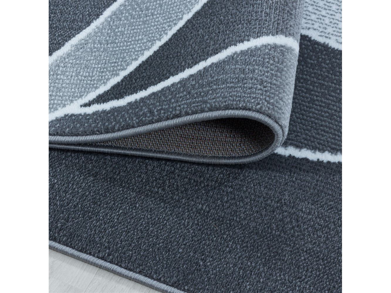 Wohnzimmerteppich Kurzflor Teppich 3-D Design Muster Wellen Soft Flor Grau