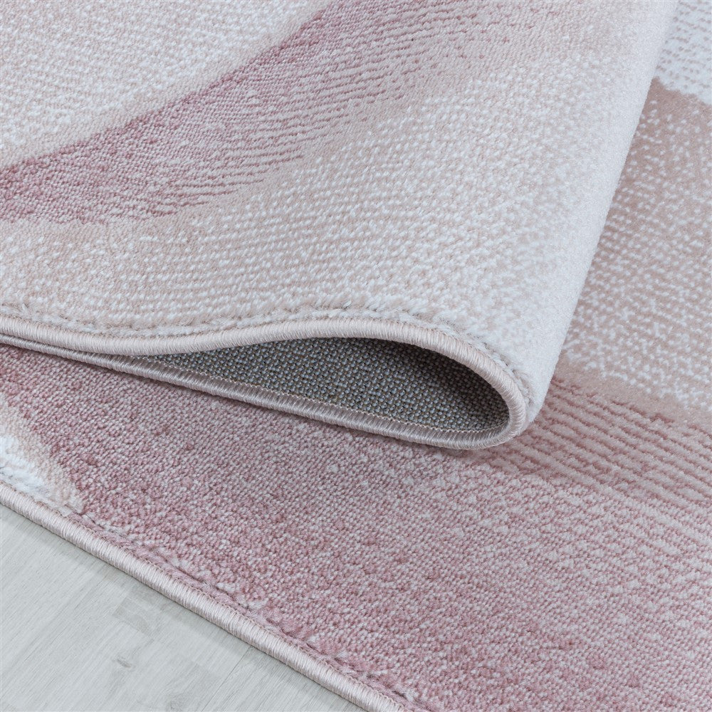 Wohnzimmerteppich Kurzflor Teppich 3-D Design Muster Wellen Soft Flor Pink