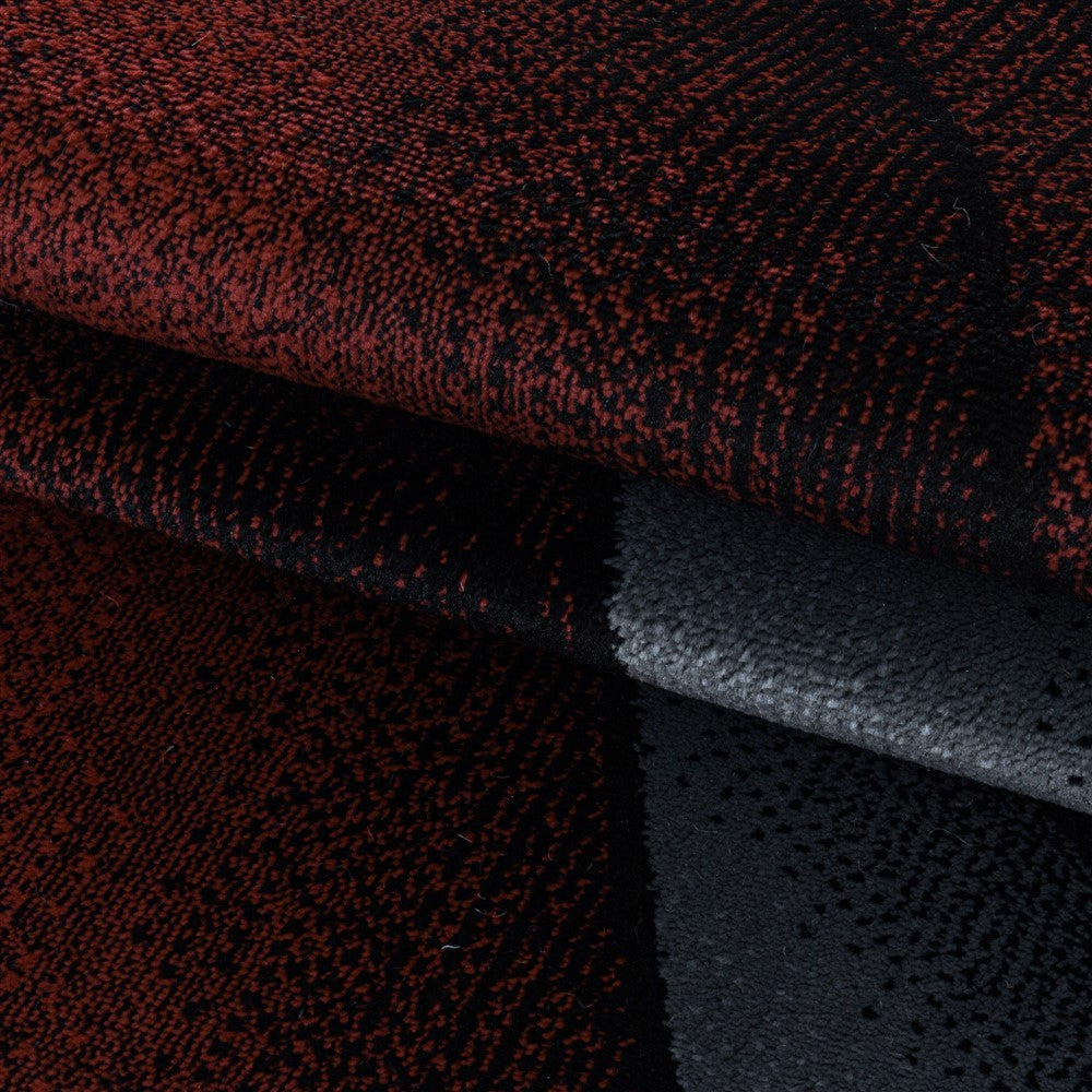 Wohnzimmerteppich Kurzflor Teppich 3-D Design Muster Wellen Soft Flor Rot