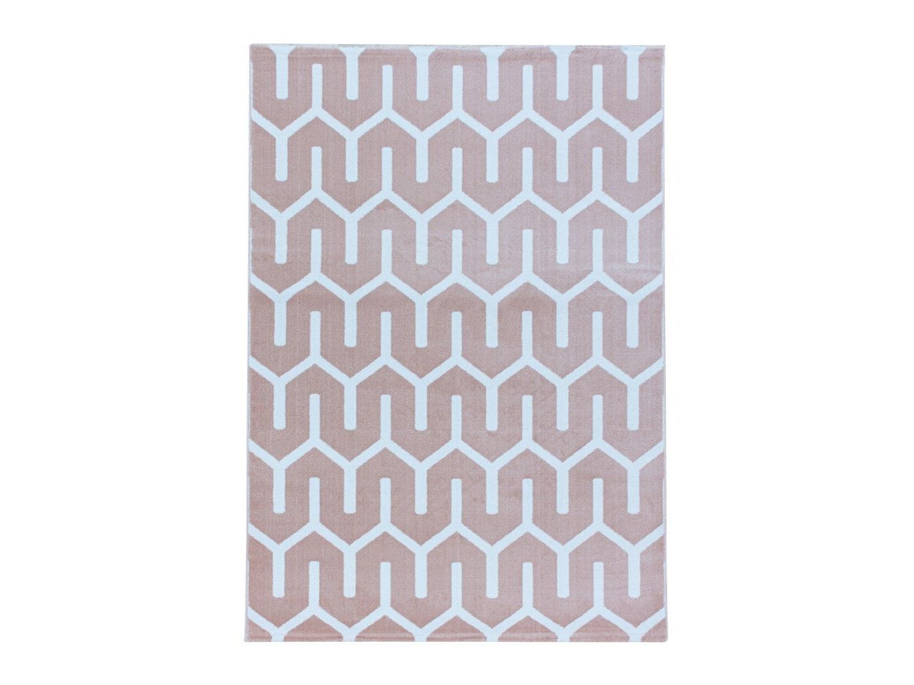 Wohnzimmerteppich Kurzflor Teppich Gitter Design Soft Flor Pink