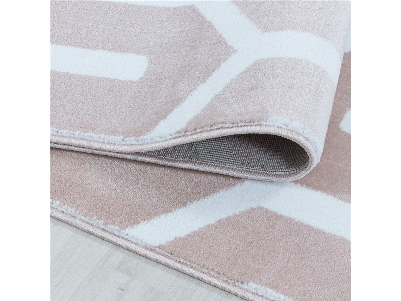 Wohnzimmerteppich Kurzflor Teppich Gitter Design Soft Flor Pink