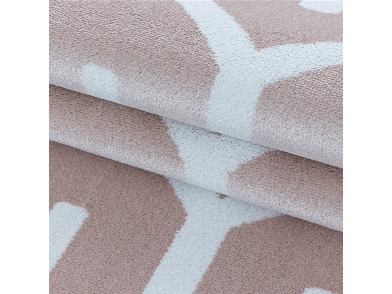 Wohnzimmerteppich Kurzflor Teppich Gitter Design Soft Flor Pink