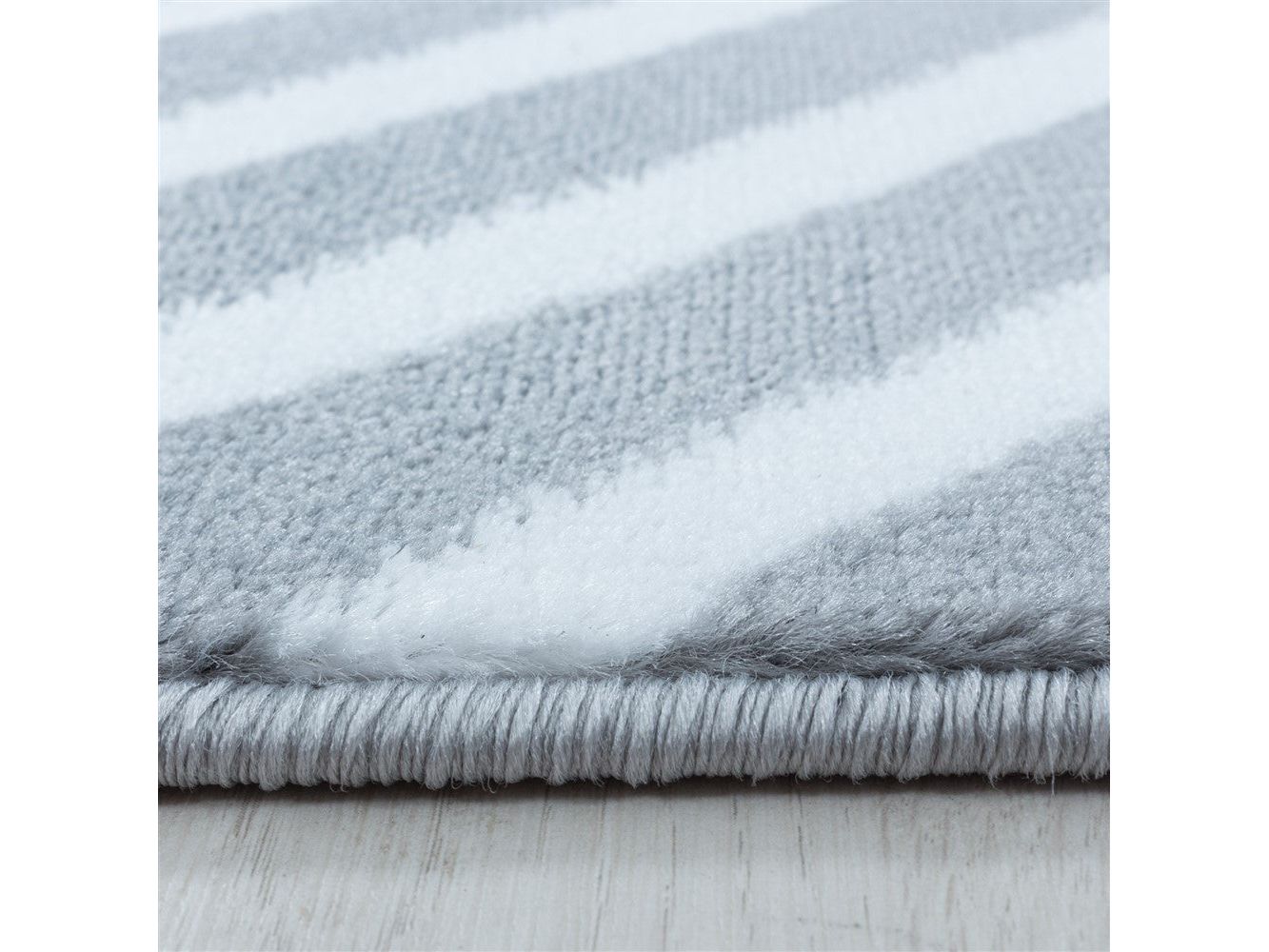 Wohnzimmerteppich Kurzflor Teppich Rauten Gitter Design Soft Flor Grau