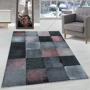 Wohnzimmerteppich Kurzflor Teppich Viereck Gitter Design Pink
