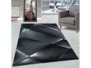 Wohnzimmerteppich Kurzflor Teppich Abstraktes Design Soft Flor Schwarz
