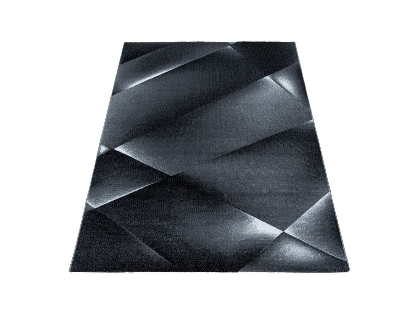 Wohnzimmerteppich Kurzflor Teppich Abstraktes Design Soft Flor Schwarz