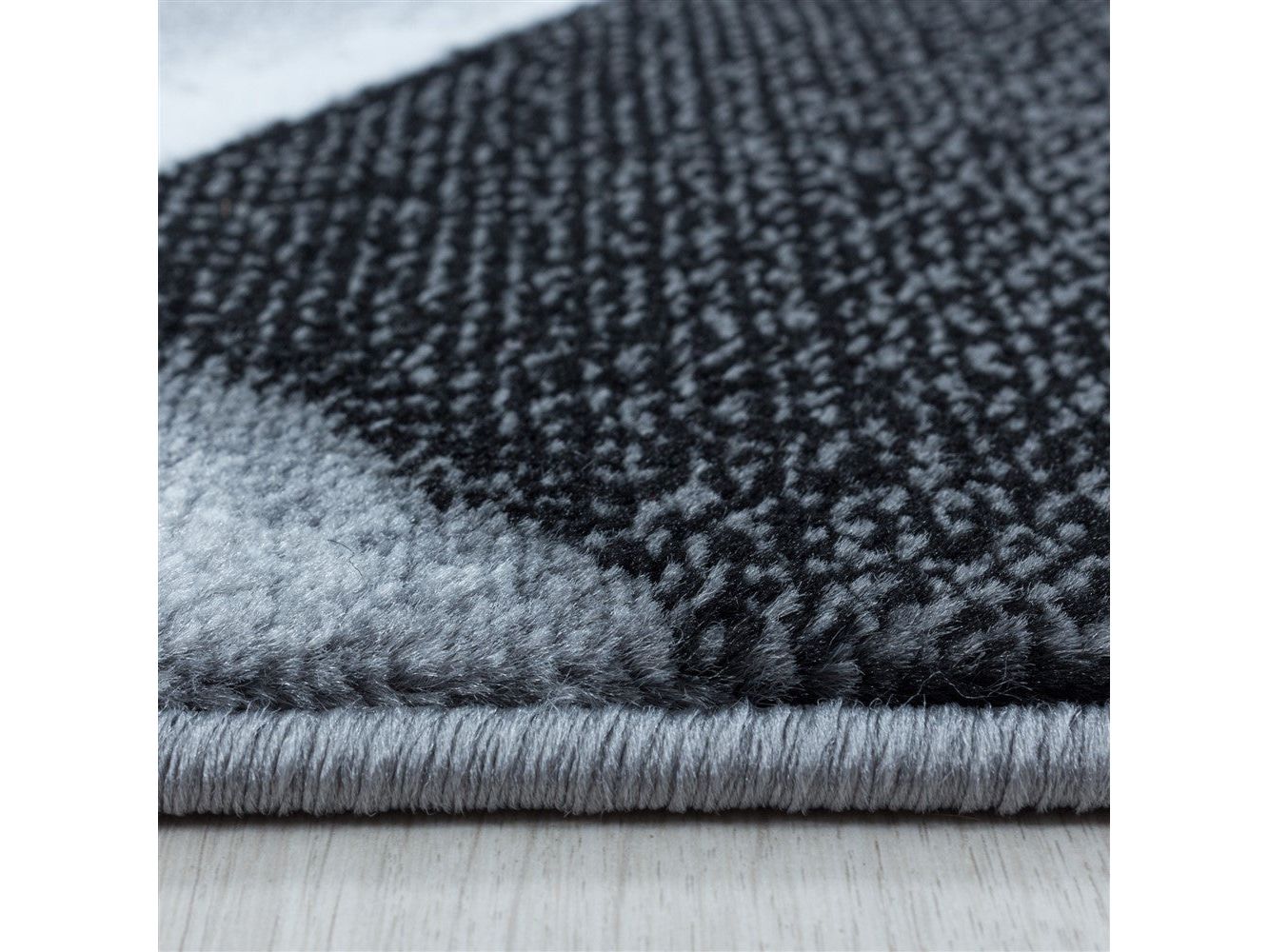 Wohnzimmerteppich Kurzflor Teppich Abstraktes Design Soft Flor Schwarz