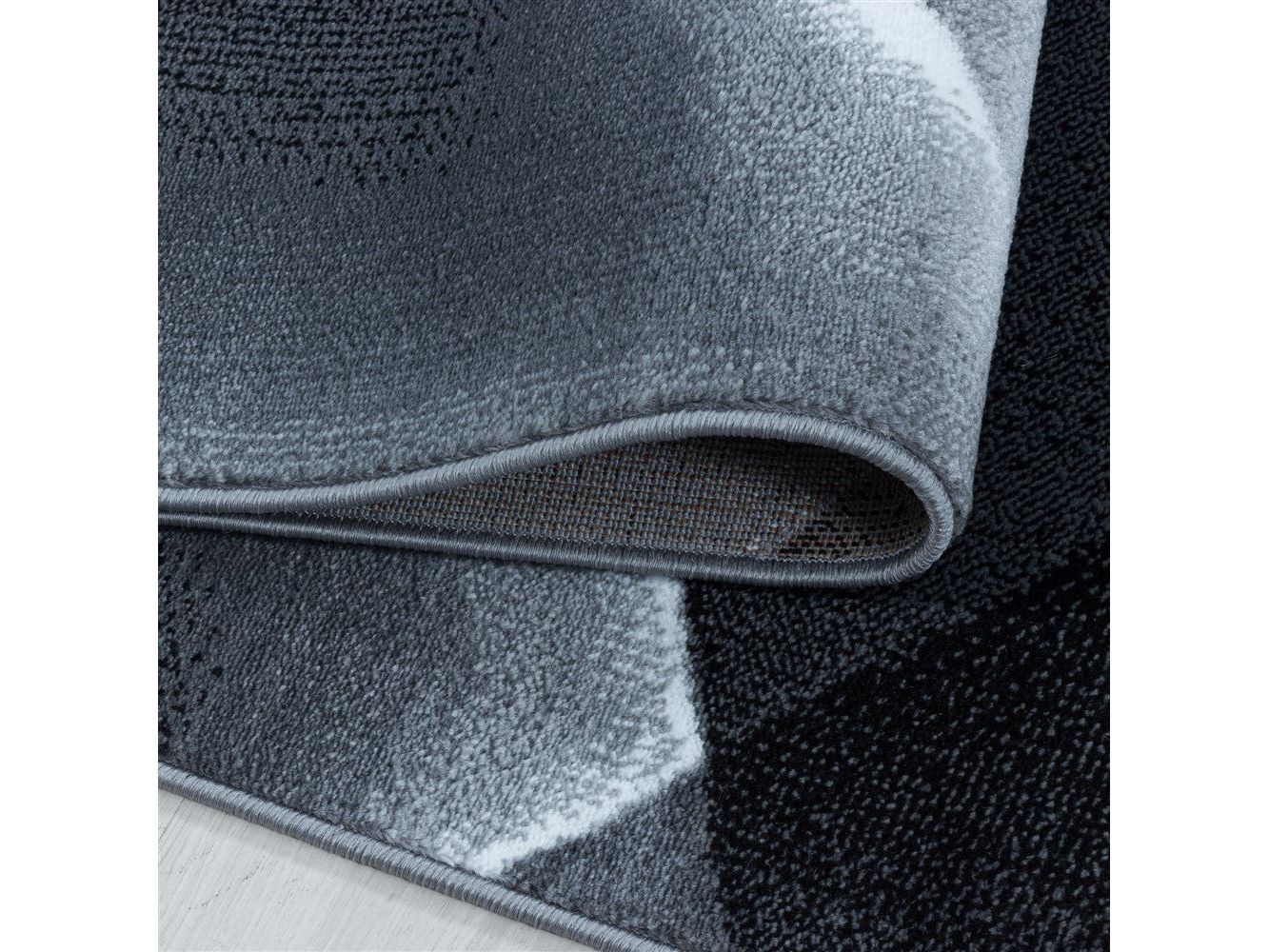 Wohnzimmerteppich Kurzflor Teppich Abstraktes Design Soft Flor Schwarz