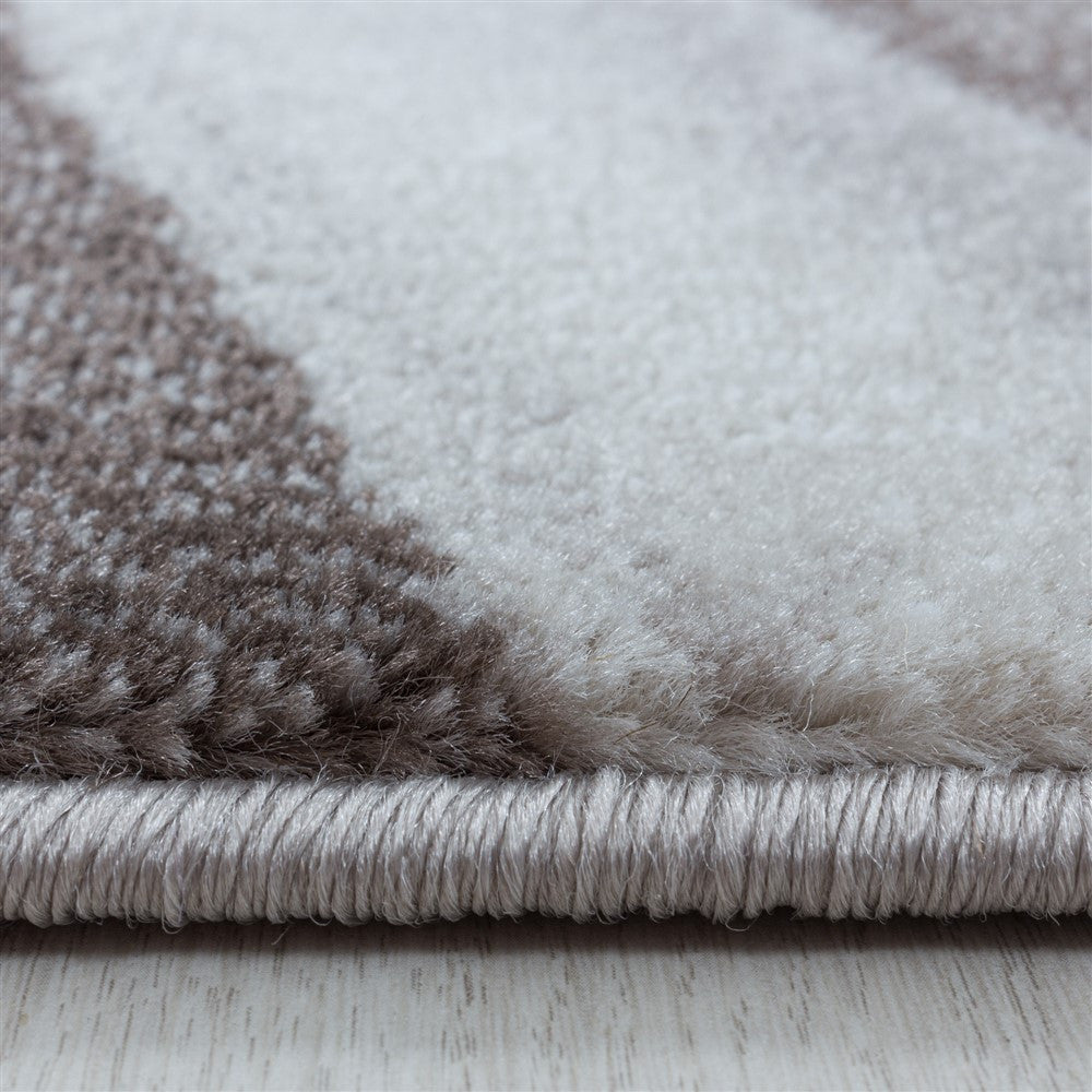 Wohnzimmerteppich Kurzflor Teppich Abstrakte Wellen Design Braun