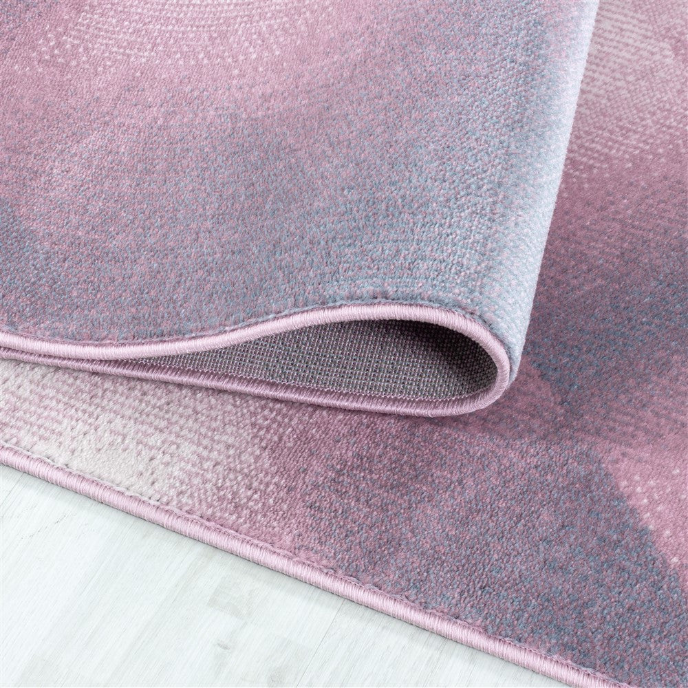 Kurzflor Teppich Wohnzimmerteppich Soft Flor Wellen Design Pink