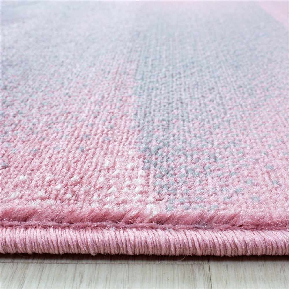 Kurzflor Teppich Wohnzimmerteppich Soft Flor Wellen Design Pink