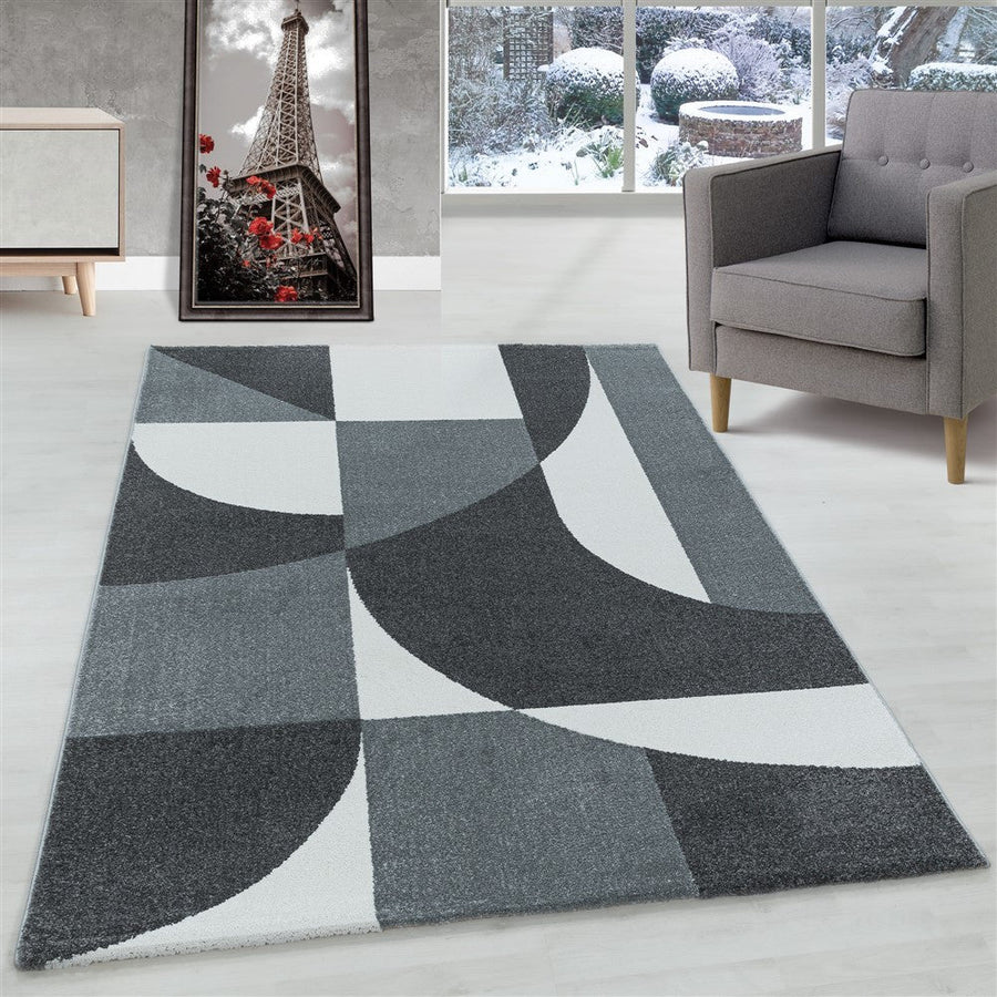 Oturma odası kilim kısa tüylü halı tasarım posta kodu desen soyut gri