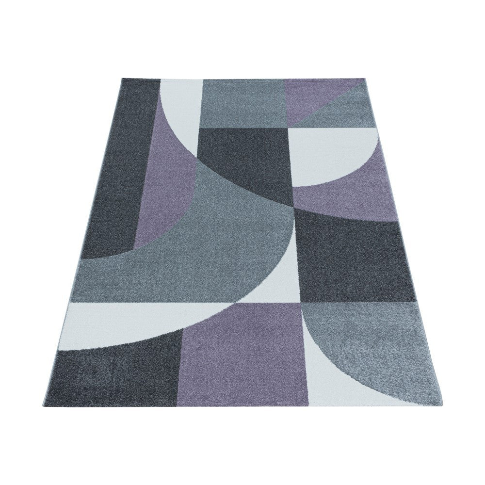 Wohnzimmerteppich Kurzflor Teppich Design Zipcode Muster Abstrakt Violet
