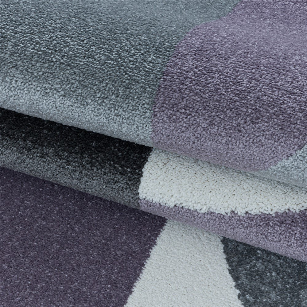 Wohnzimmerteppich Kurzflor Teppich Design Zipcode Muster Abstrakt Violet