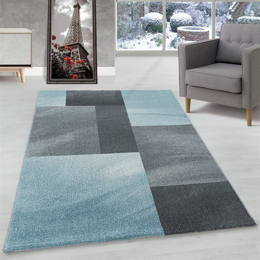 Oturma odası kilim kısa tüylü kilim tasarım posta kodu desen dikdörtgen mavi