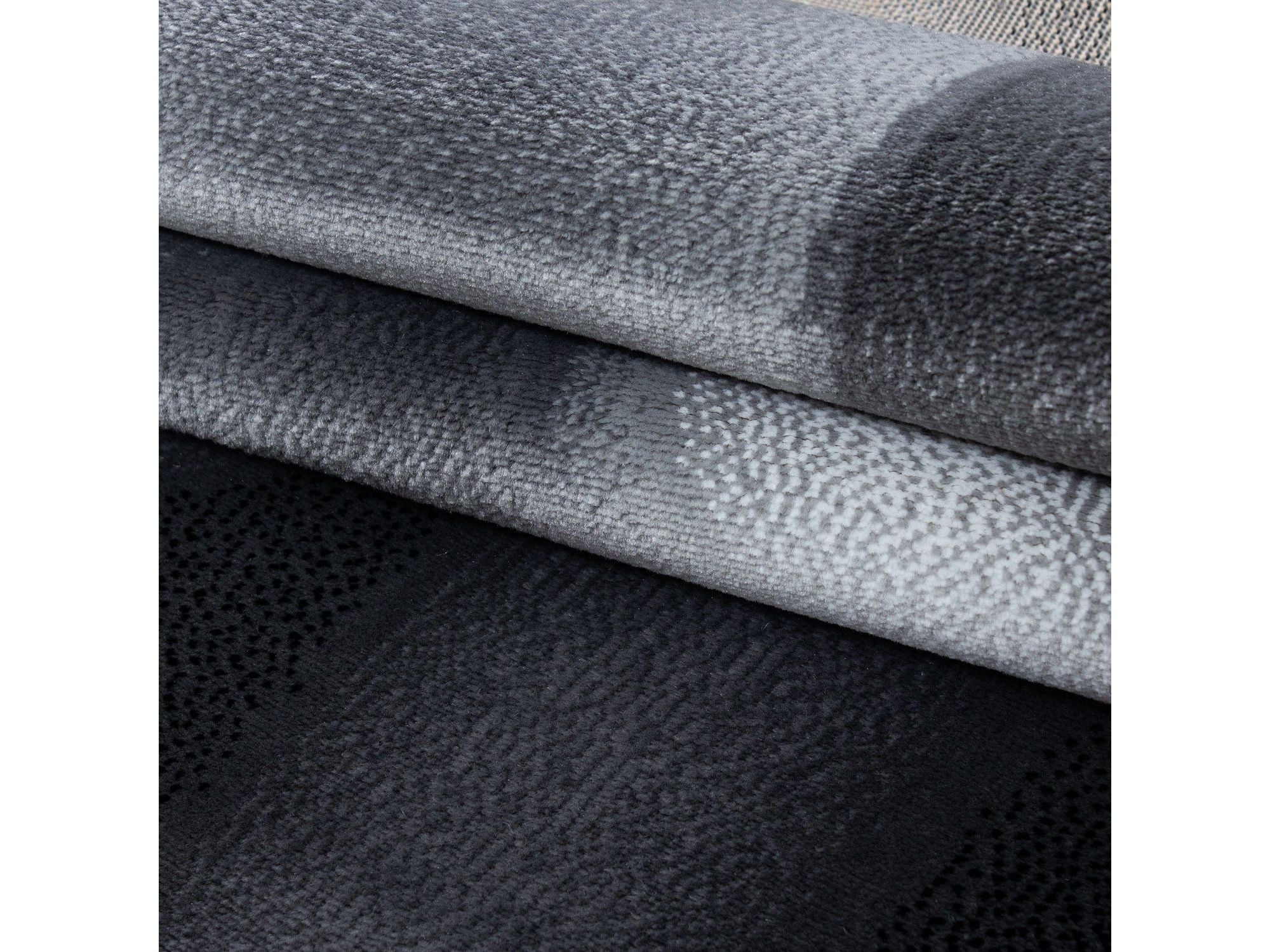 Teppich Moderner Wohnzimmer abstrakt schatten Wellenmotiv designer Kurzflor Schwarz Grau