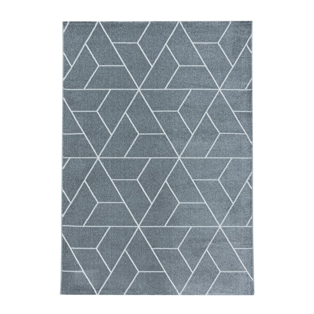 Wohnzimmerteppich Kurzflor Teppich Design Geometrische Linien Grau