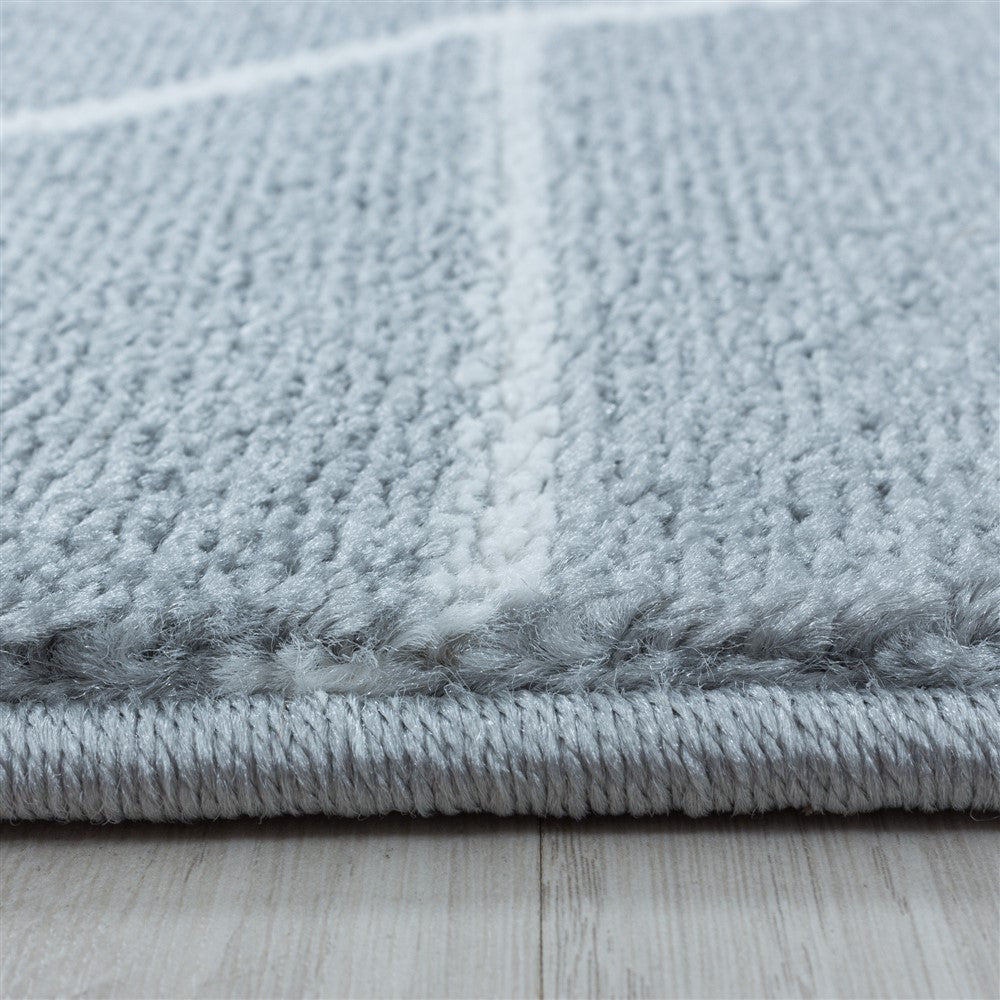 Wohnzimmerteppich Kurzflor Teppich Design Geometrische Linien Grau