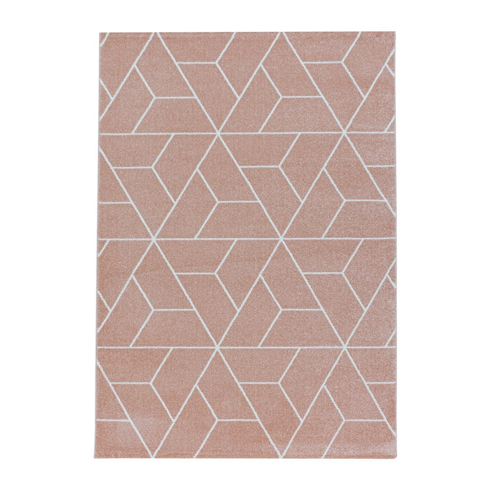 Wohnzimmerteppich Kurzflor Teppich Design Geometrische Linien Rose