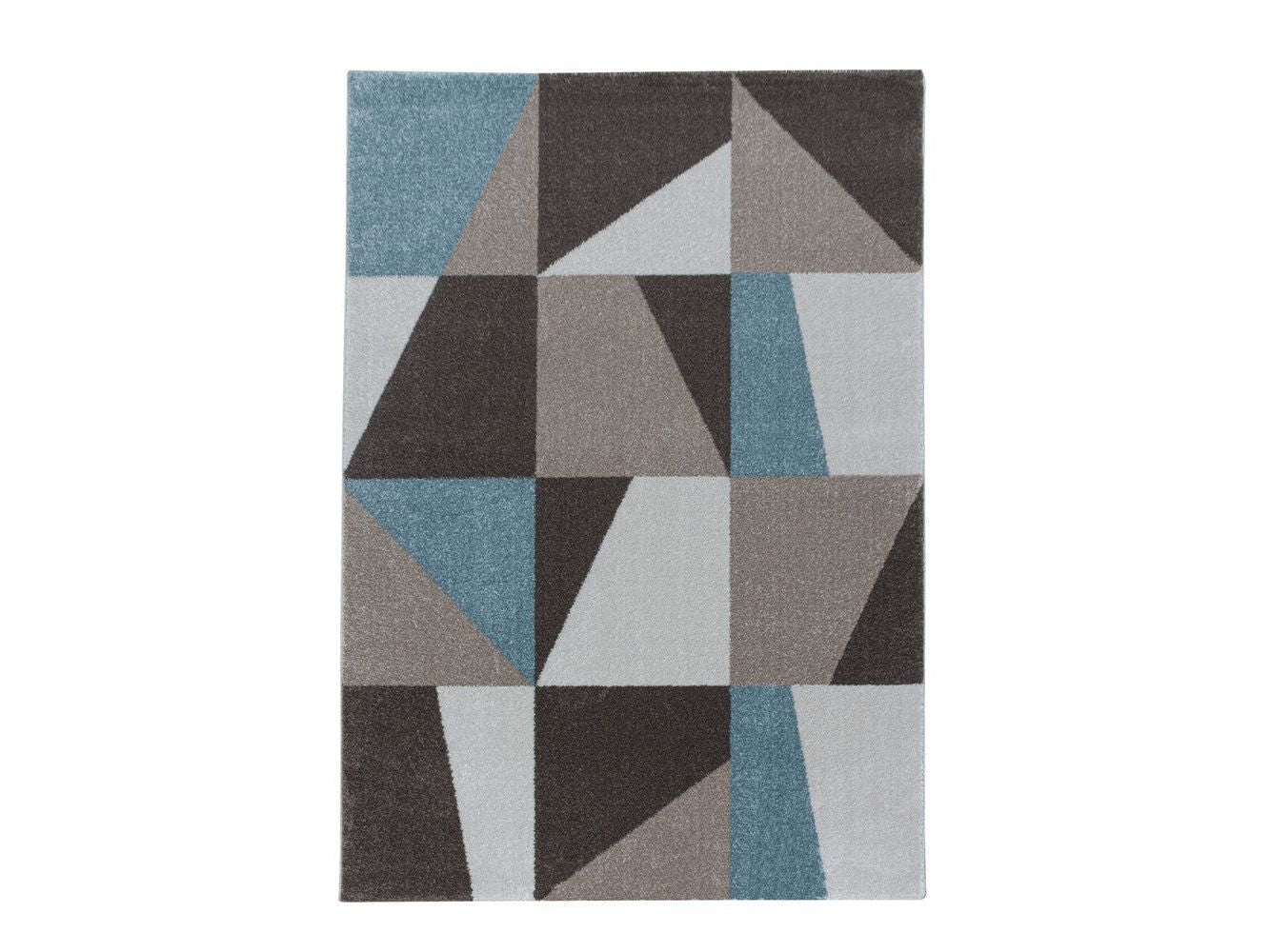 Wohnzimmerteppich Kurzflor Teppich Design Zipcode Dreieck Trapez Blau
