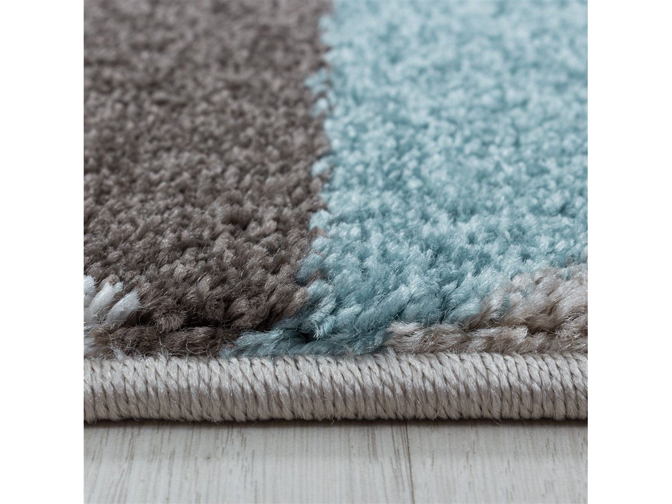 Wohnzimmerteppich Kurzflor Teppich Design Zipcode Dreieck Trapez Blau