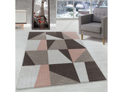 Wohnzimmerteppich Kurzflor Teppich Design Zipcode Dreieck Trapez Rose