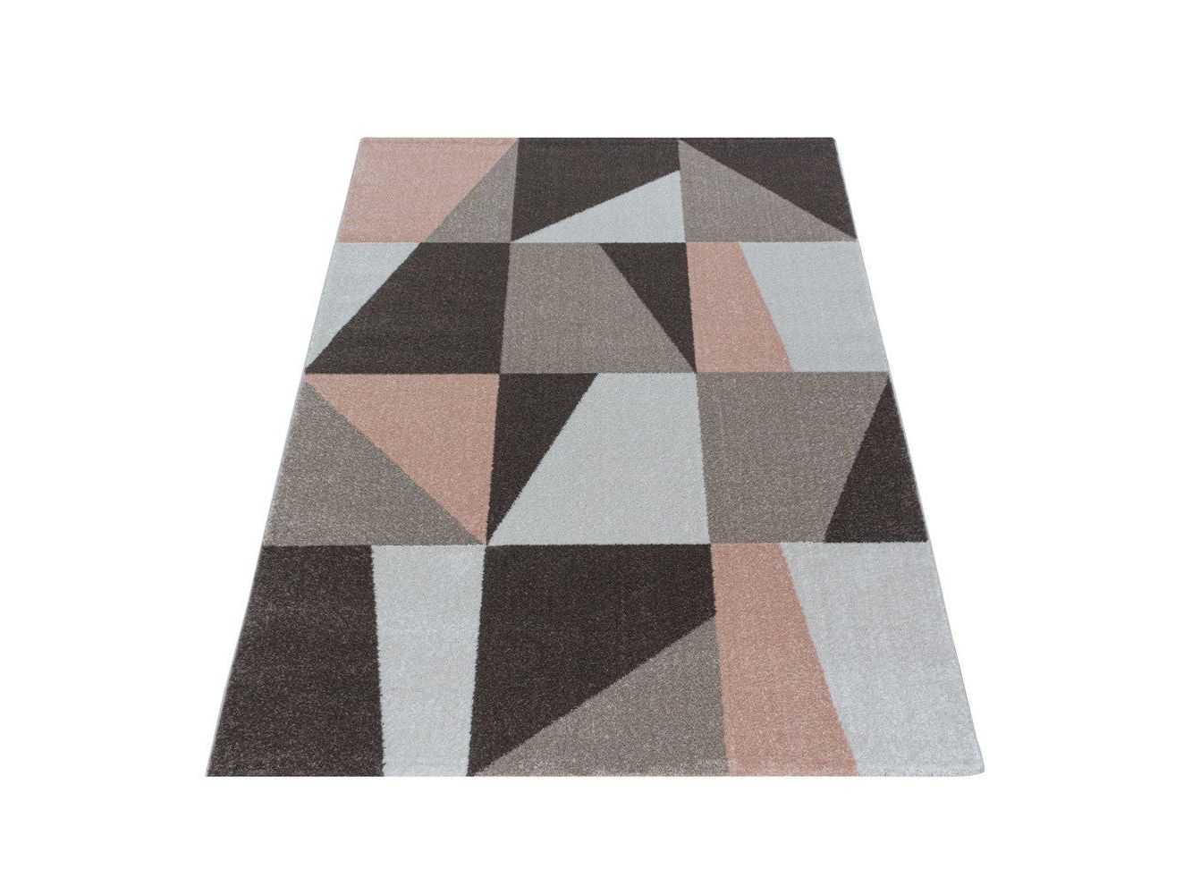 Wohnzimmerteppich Kurzflor Teppich Design Zipcode Dreieck Trapez Rose