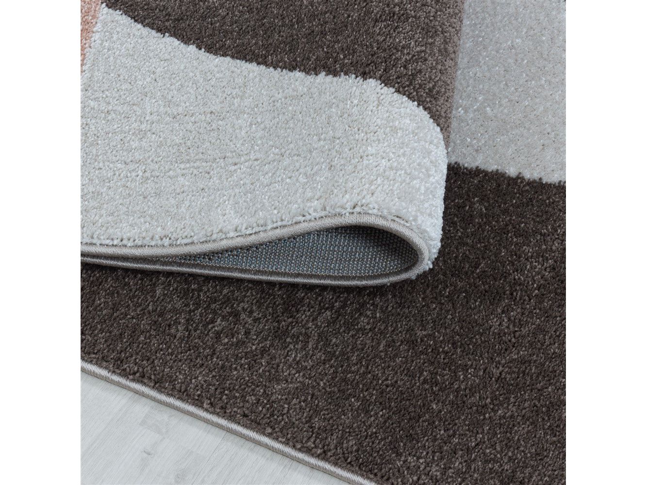 Wohnzimmerteppich Kurzflor Teppich Design Zipcode Dreieck Trapez Rose