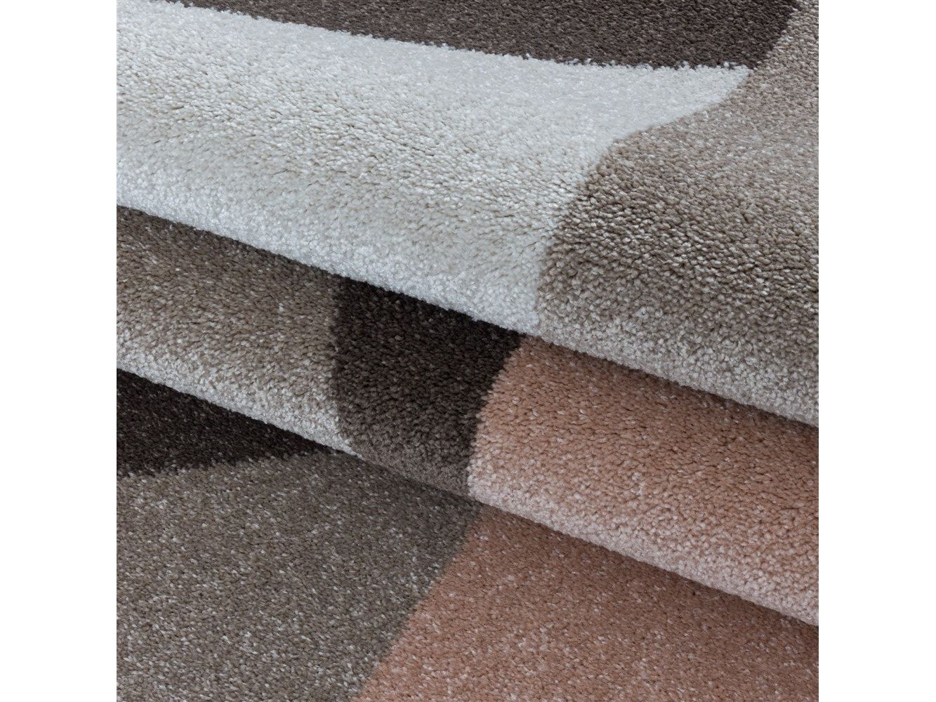 Wohnzimmerteppich Kurzflor Teppich Design Zipcode Dreieck Trapez Rose