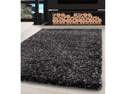 Shaggy Teppich Hochwertig Hochflor Wohnzimmer Anthrazit Grau Weiß Meliert