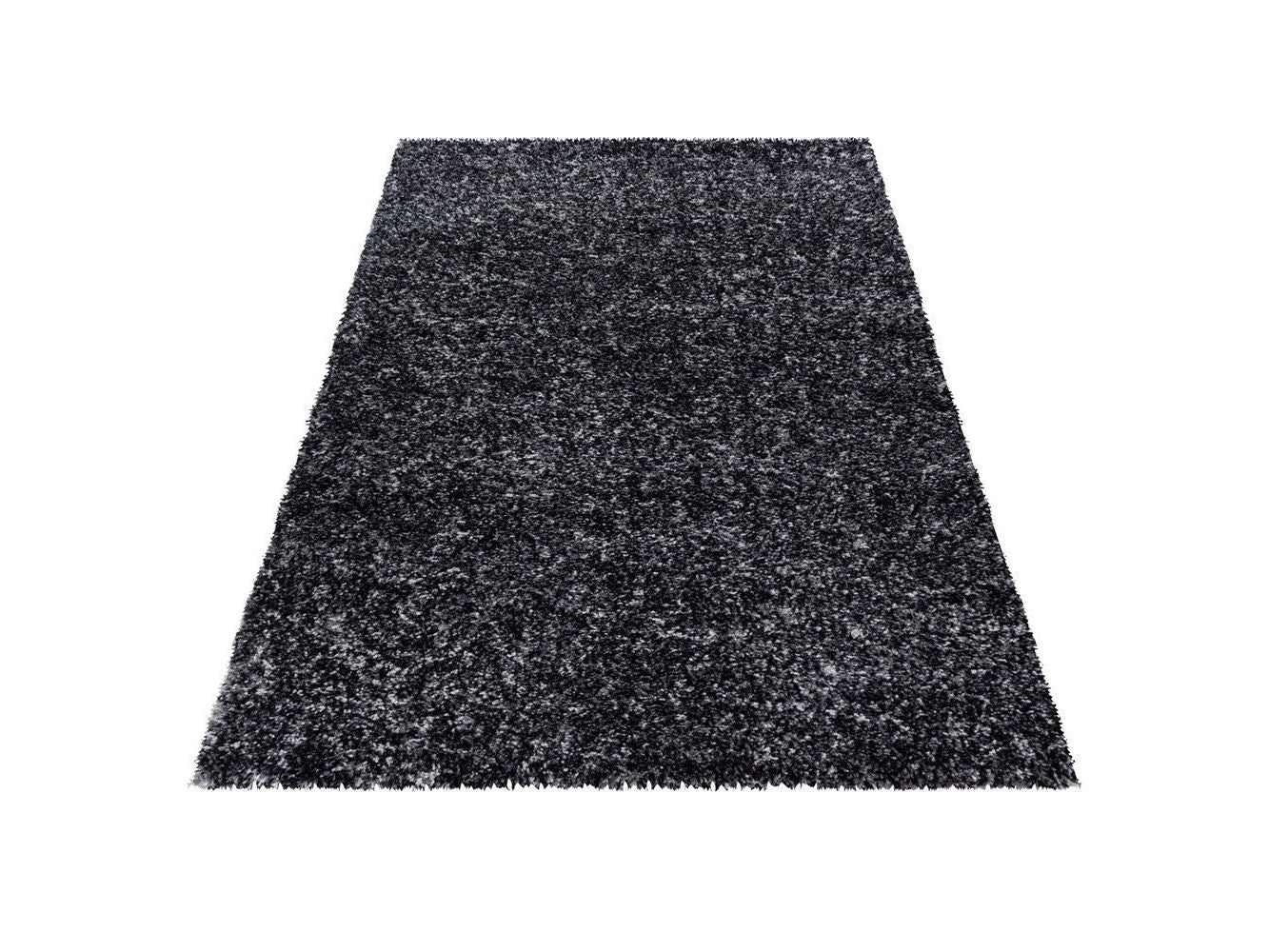 Shaggy Teppich Hochwertig Hochflor Wohnzimmer Anthrazit Grau Weiß Meliert