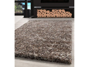 Shaggy Teppich Hochwertig Hochflor Wohnzimmer Beige Taupe Creme Meliert