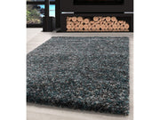 Shaggy Teppich Hochwertig Hochflor Wohnzimmer Mint Grau Creme Meliert