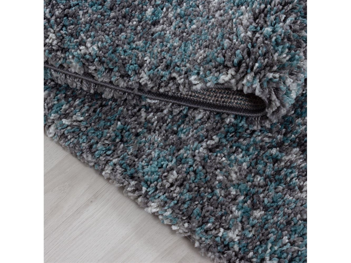 Shaggy Teppich Hochwertig Hochflor Wohnzimmer Mint Grau Creme Meliert