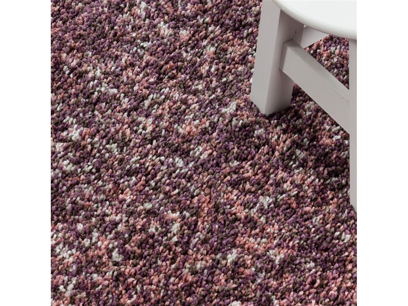 Shaggy Teppich Hochwertig Hochflor Wohnzimmer Pink Lila Taupe Creme Meliert