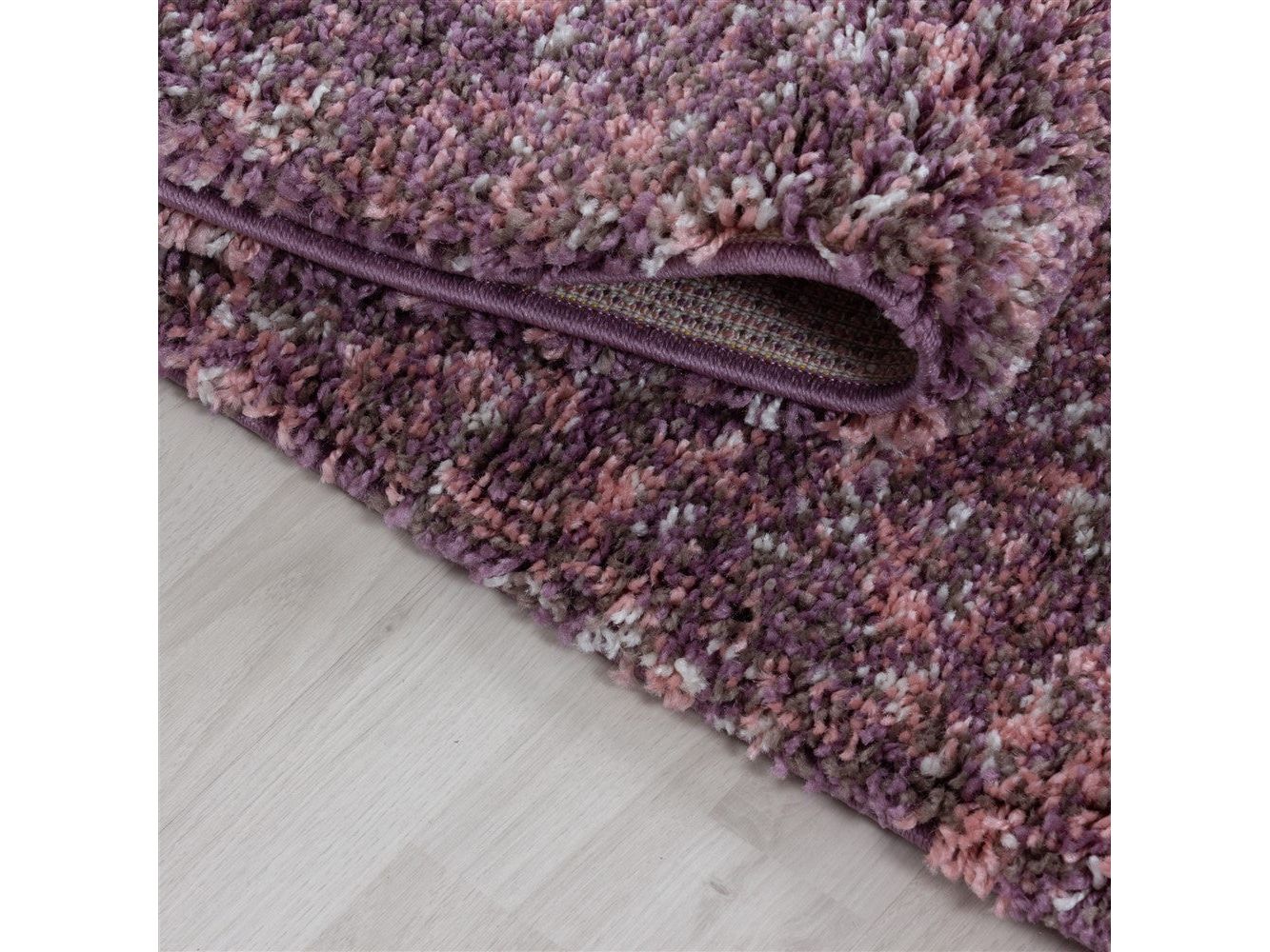 Shaggy Teppich Hochwertig Hochflor Wohnzimmer Pink Lila Taupe Creme Meliert