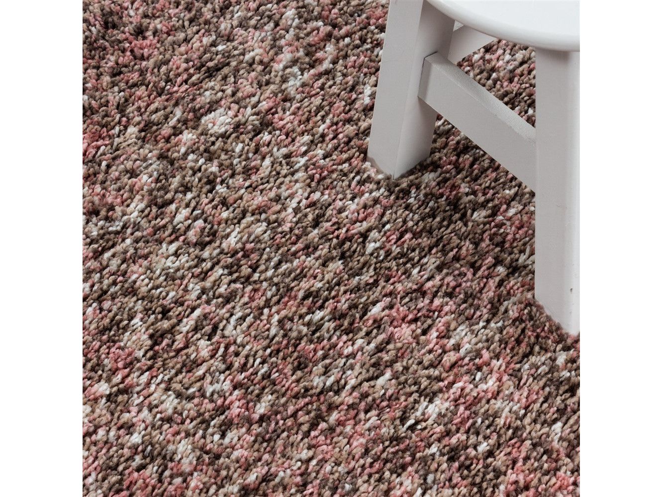 Shaggy Teppich Hochwertig Hochflor Wohnzimmer Rose Taupe Beige Creme Meliert