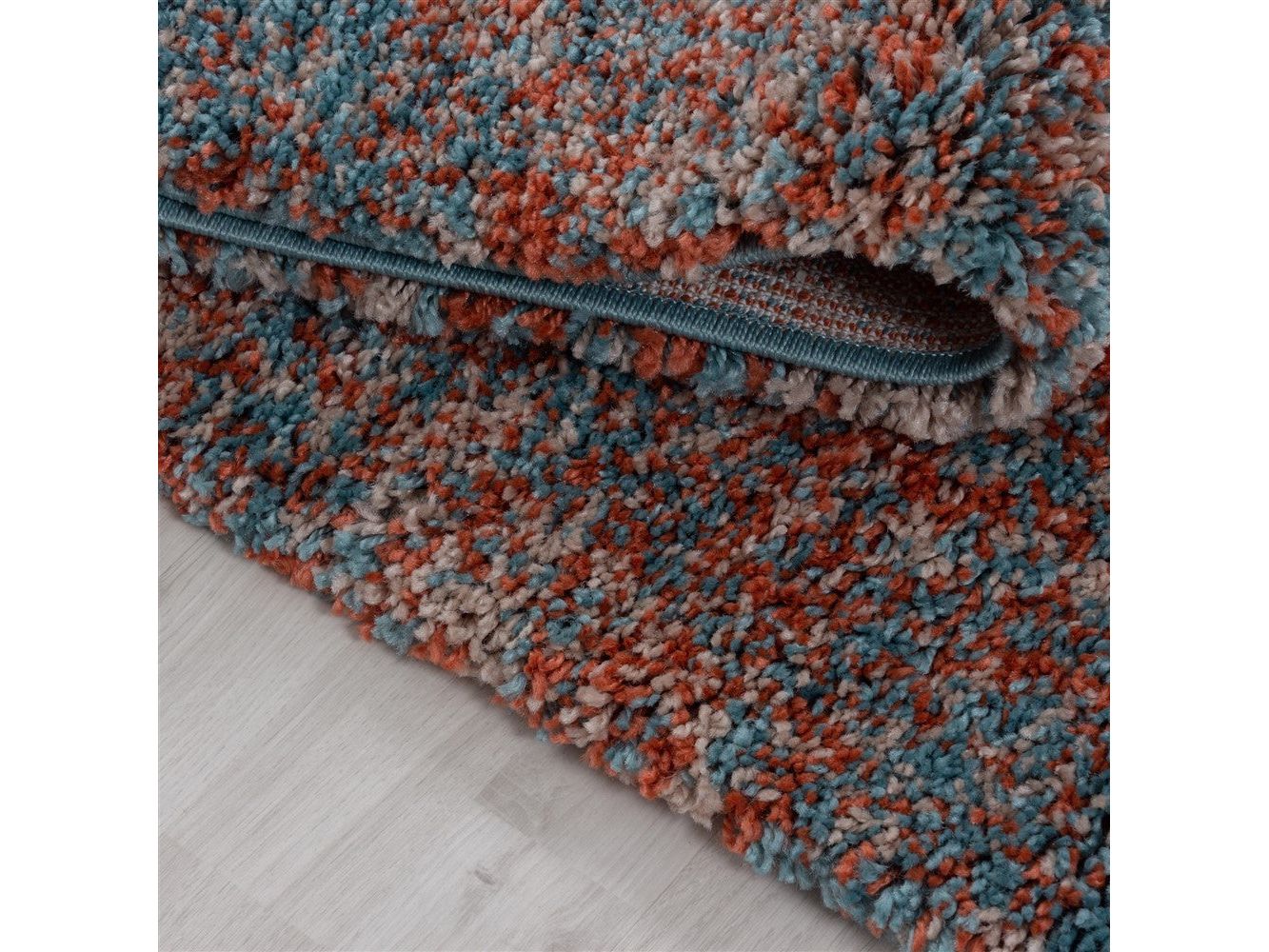 Shaggy Teppich Hochwertig Hochflor Wohnzimmer Terra Mint Beige Meliert