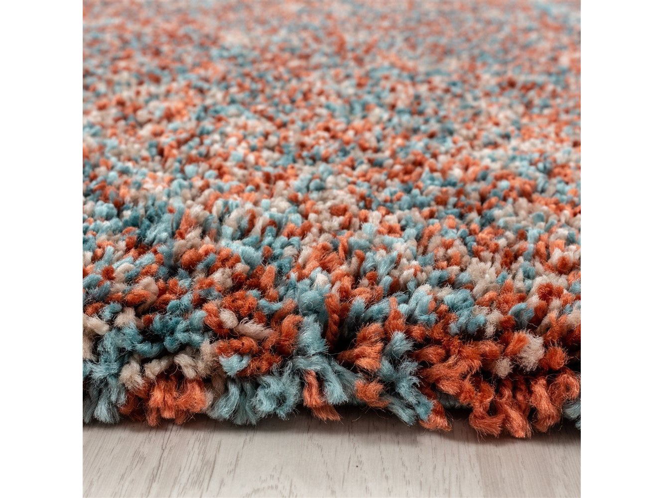 Shaggy Teppich Hochwertig Hochflor Wohnzimmer Terra Mint Beige Meliert