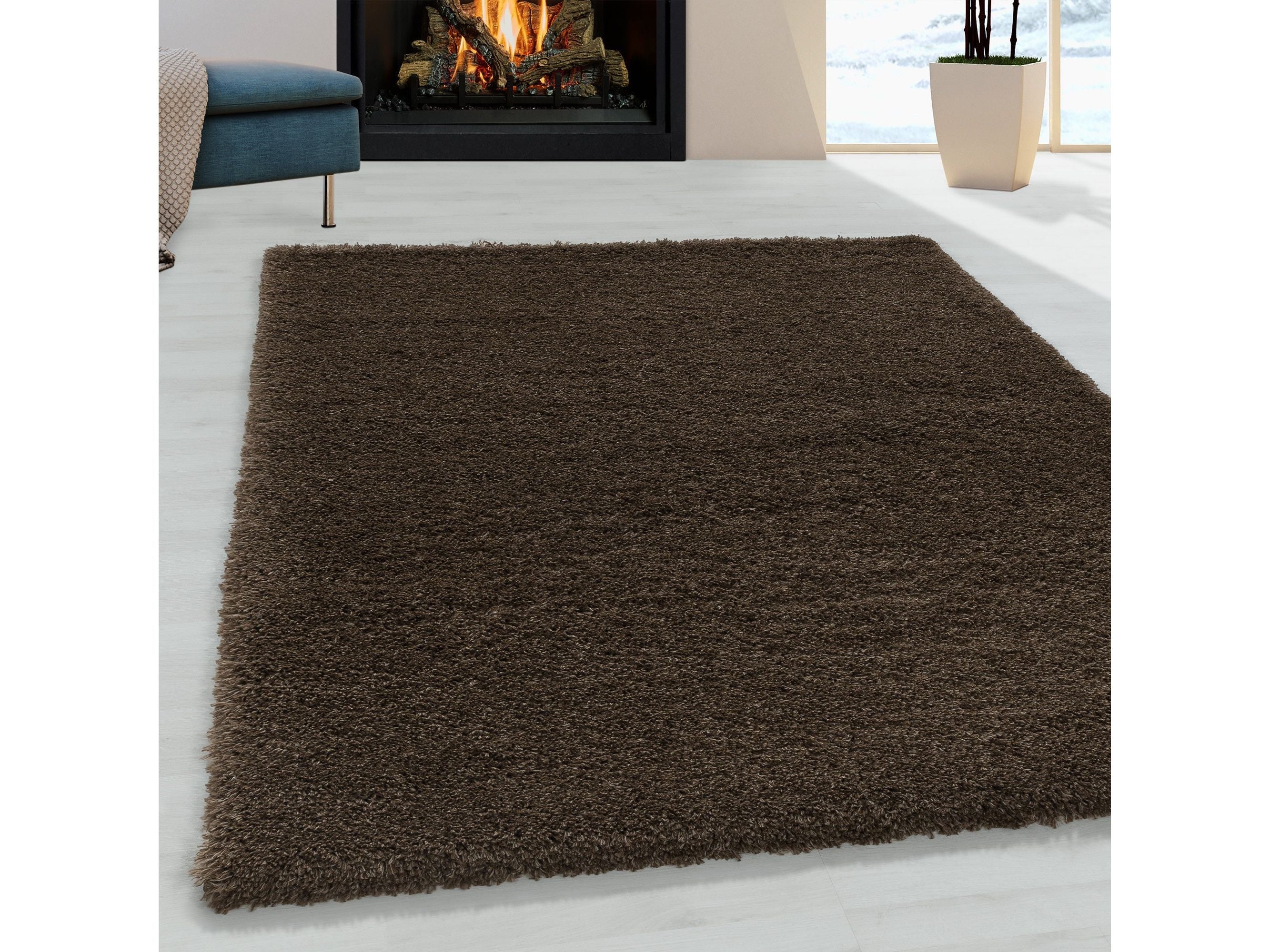 Wohnzimmerteppich Hochflor Teppich Super Soft Shaggy Flor Weich Farbe Braun