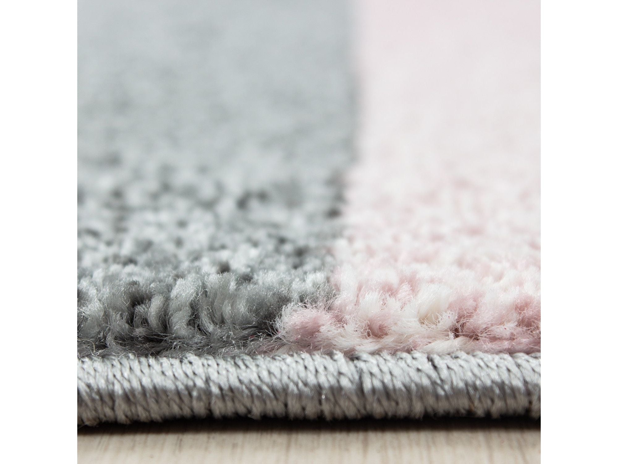 Teppich Modern Designer kurzflor Wohnzimmer Karo Block muster Grau Pink Weiß