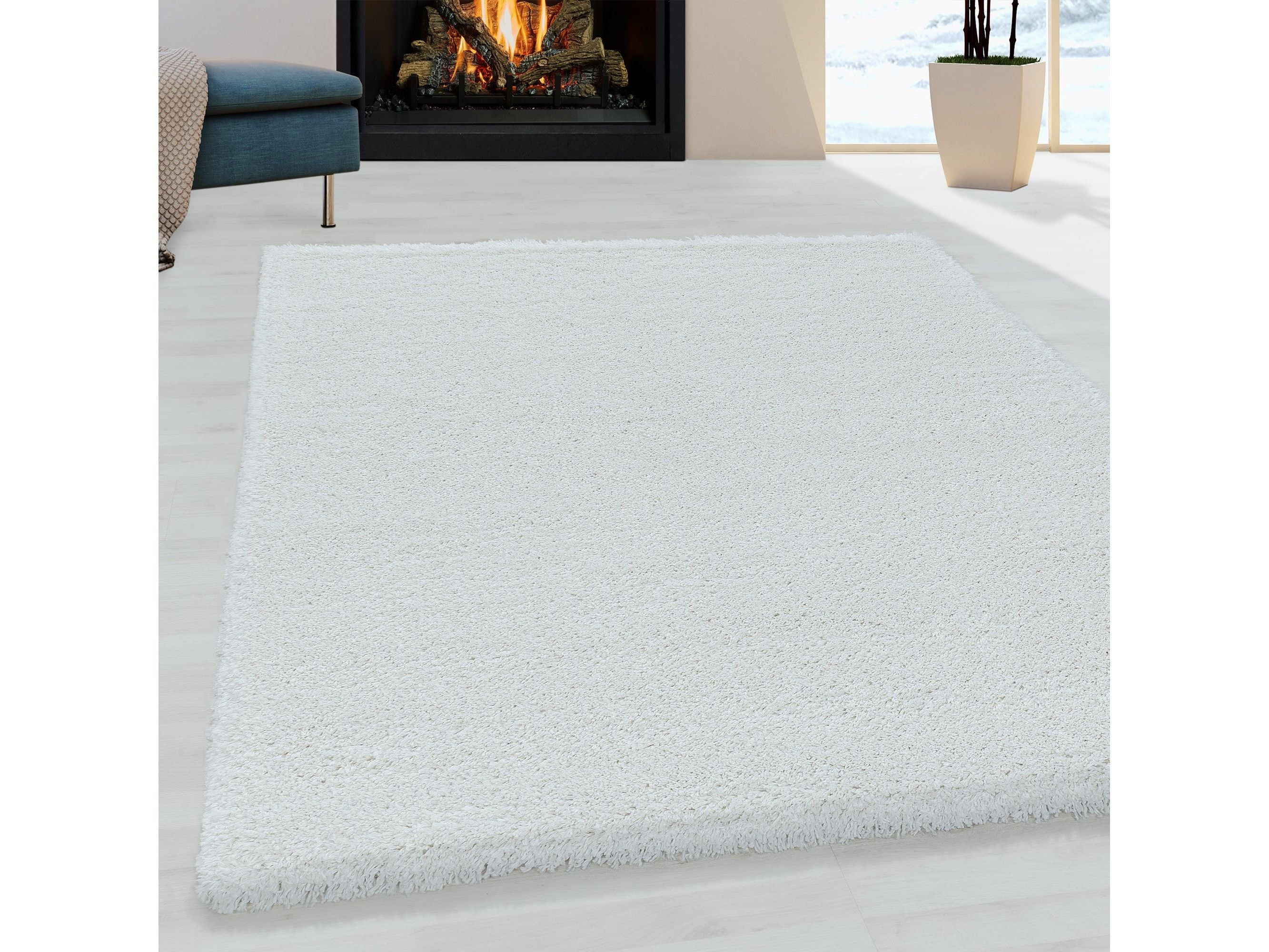Wohnzimmerteppich Hochflor Teppich Super Soft Shaggy Flor Weich Farbe Weiss
