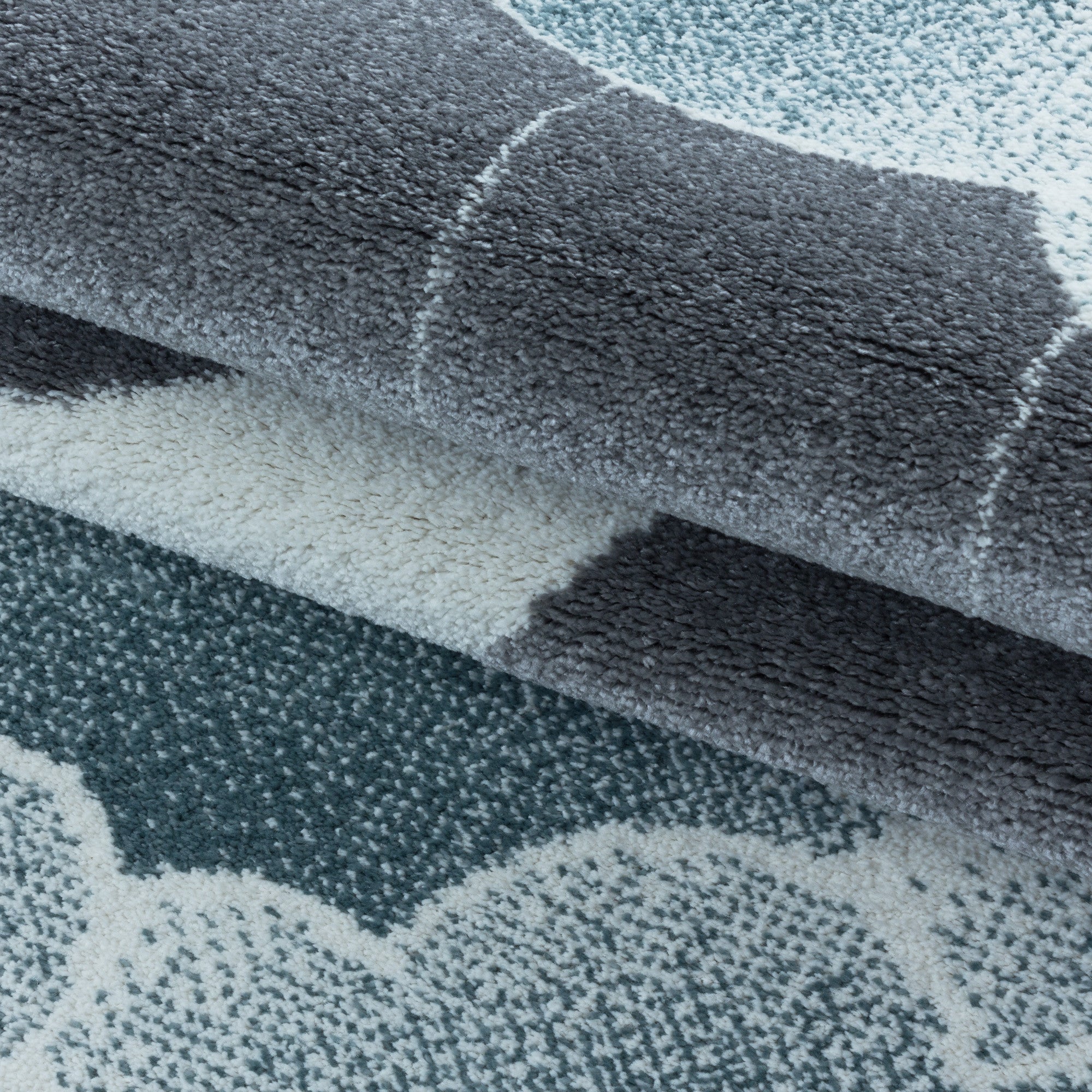 Kurzflor Kinderteppich Kinderzimmer Muster Sternenhimmel Mond Wolken Blau