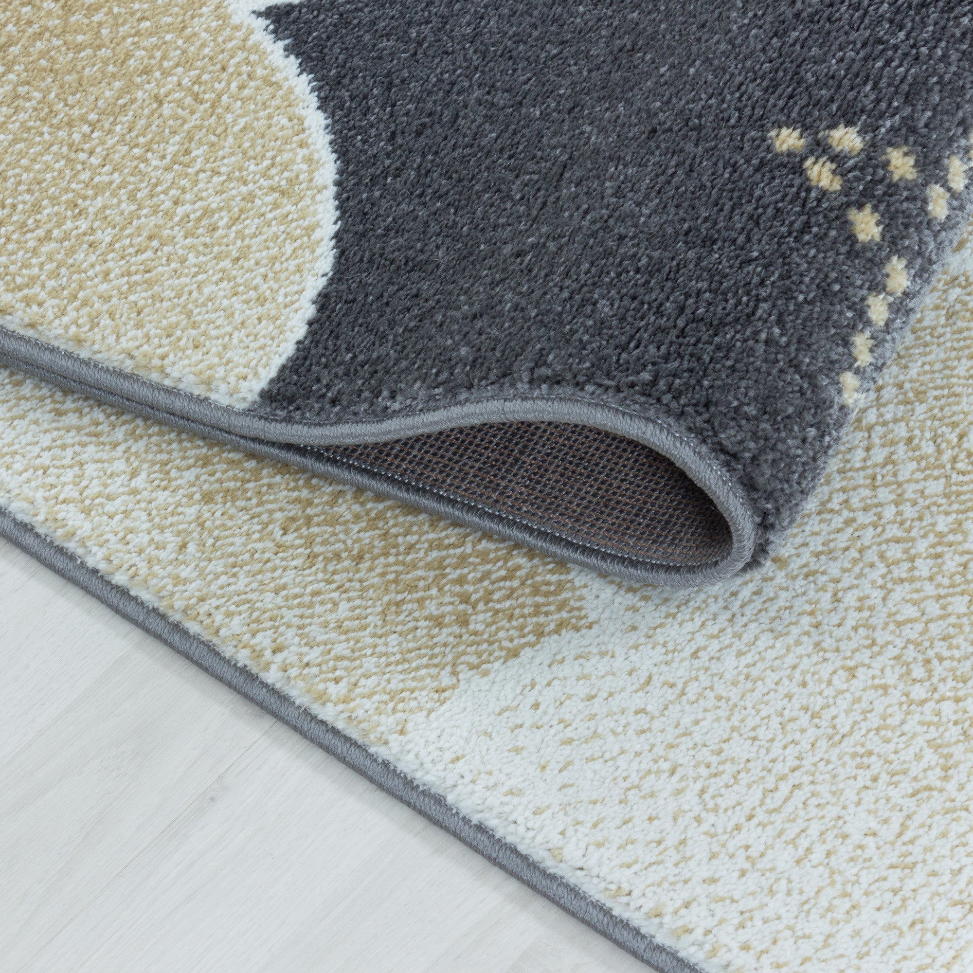 Kurzflor Kinderteppich Kinderzimmer Teppich Sternenhimmel Mond Wolken Gelb