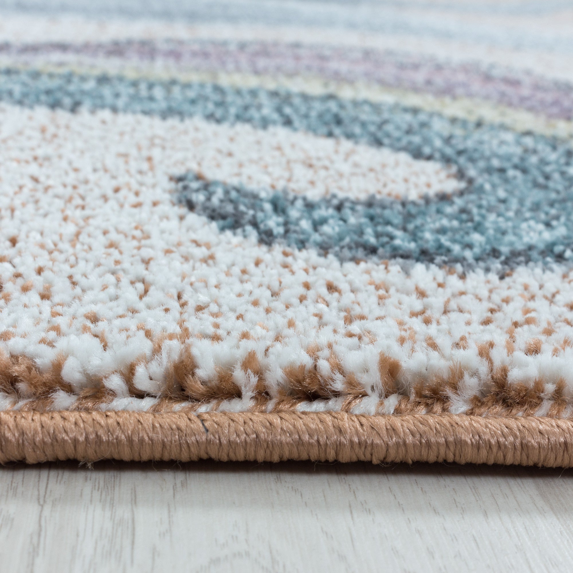 Kurzflor Kinderteppich Kinderzimmer Teppich Muster Einhorn Sterne Weich Gelb